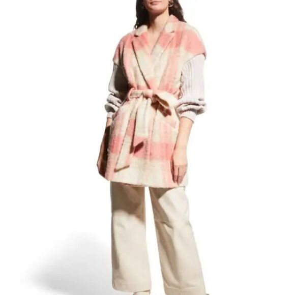 Cinq à Sept Aretha Plaid Mixed Media Coat NWT - Picture 4 of 11